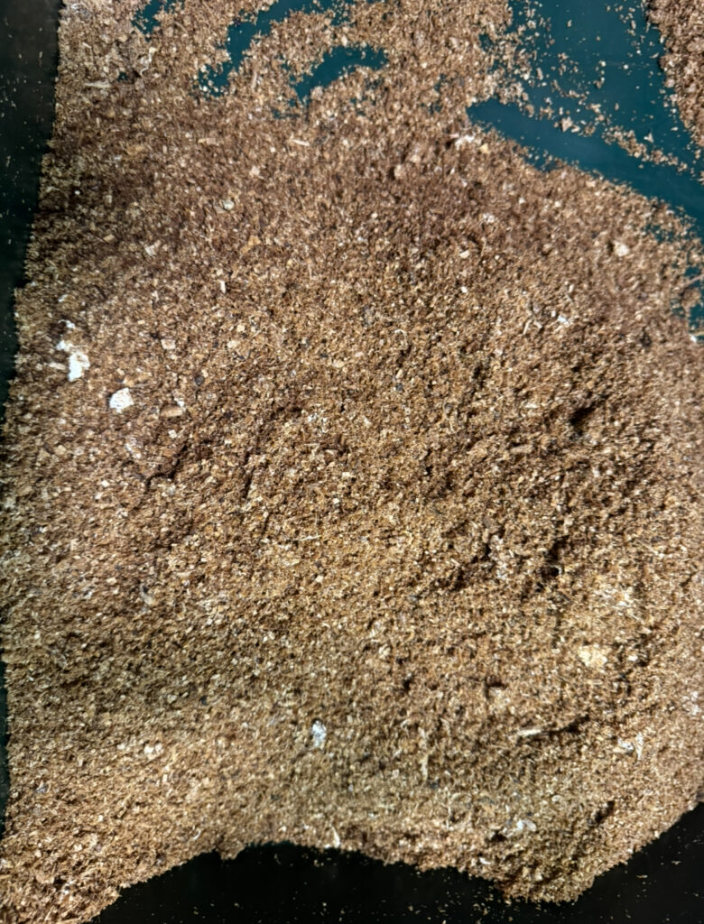 粉々にした菌糸ブロック